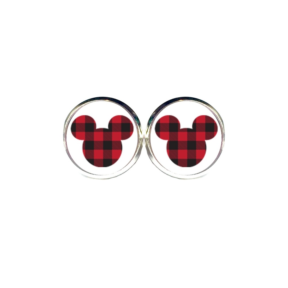 Buffalo Plaid Mouse Earrings